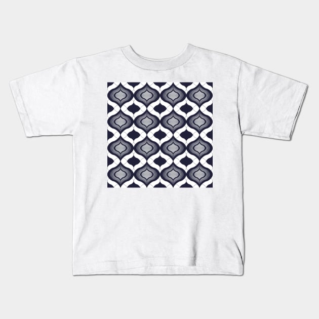 Ogee navy blue gradient design Kids T-Shirt by natural tones